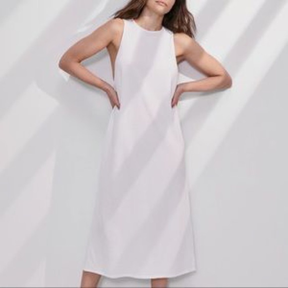Lunya Organic Cotton Seersucker Midi Dress in white size XS